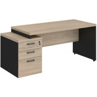 Mesa Diretor Dinâmica Start com 02 Gavetas 01 Pasta (1500/1725X700X735) Calvi/Preto.