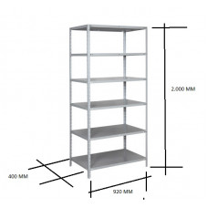 Estante 6 Prateleiras, Chapa 26 com Reforço Ômega. C/ Parafusos. 40CM Prof.